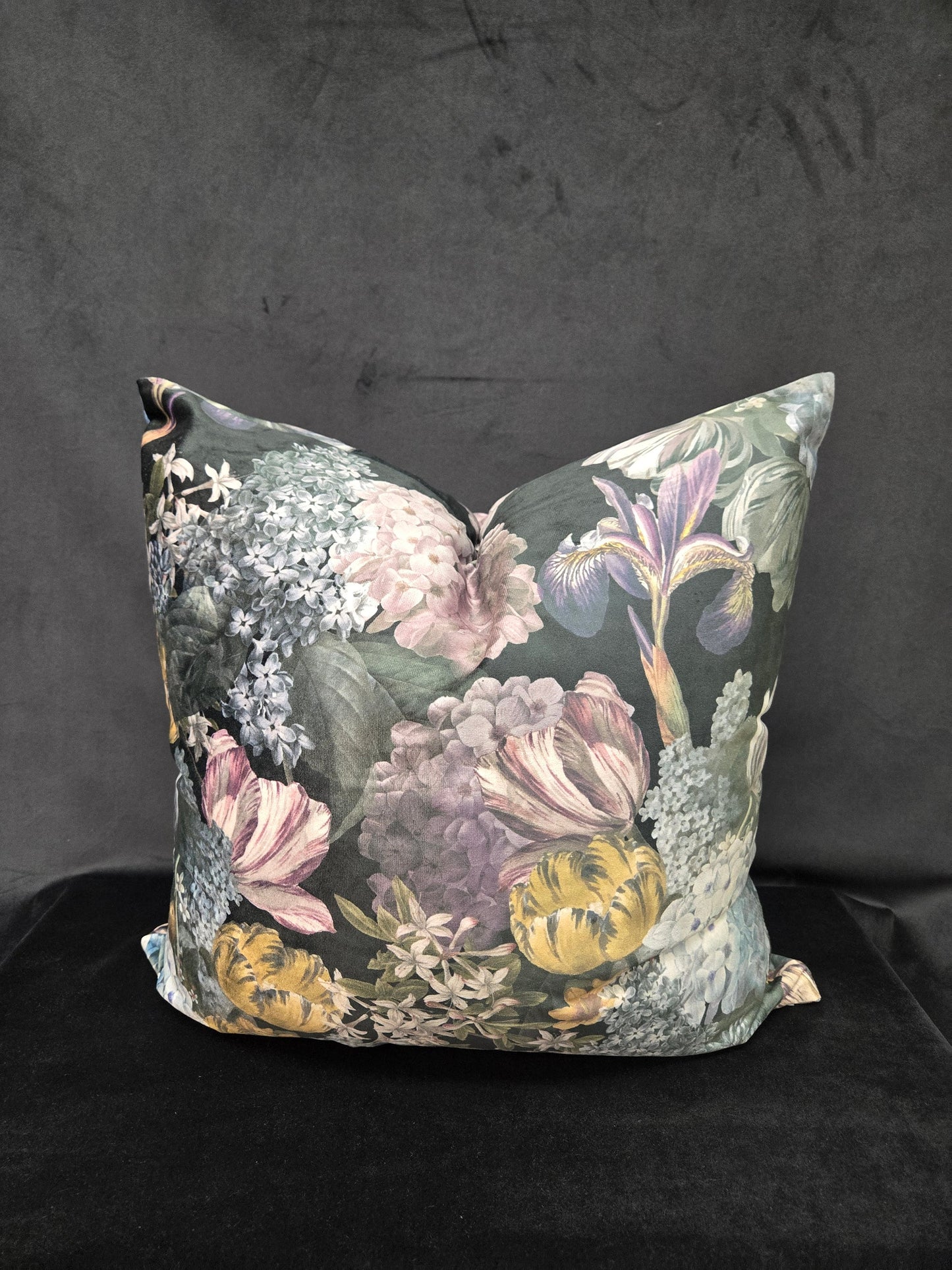 Floral Velvet Pillow Cover | Green, Purple, Yellow Blue | Decorative Plush Cushion for Sofa, Bed, or Couch | Elegant Home Décor Accent