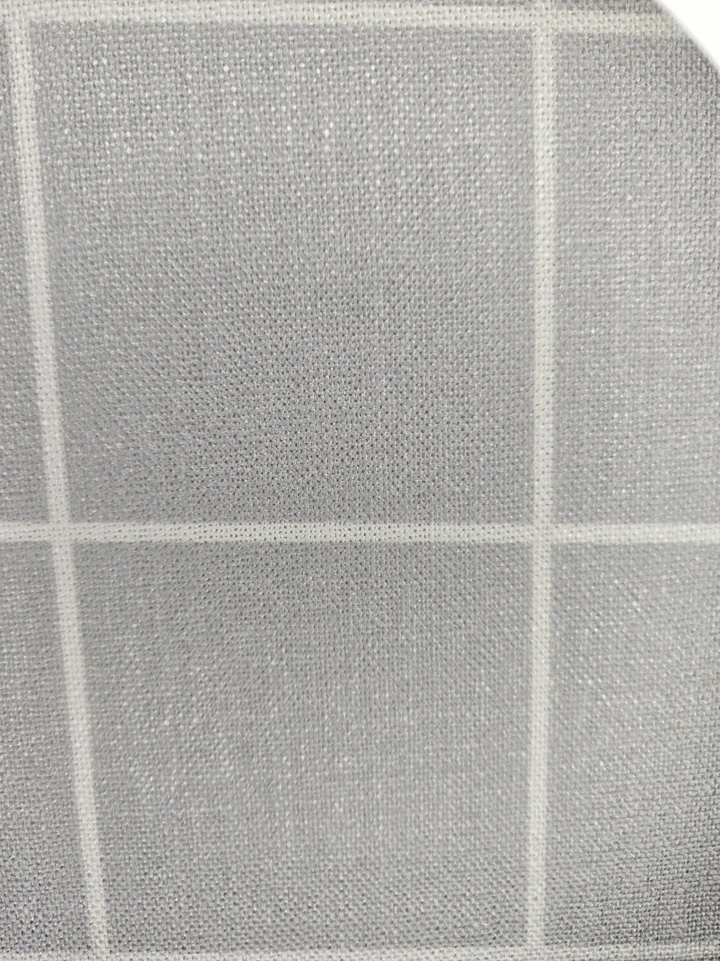 Stripe Linen-Look Fabric – Grey with White Line Box Pattern (58" Width)