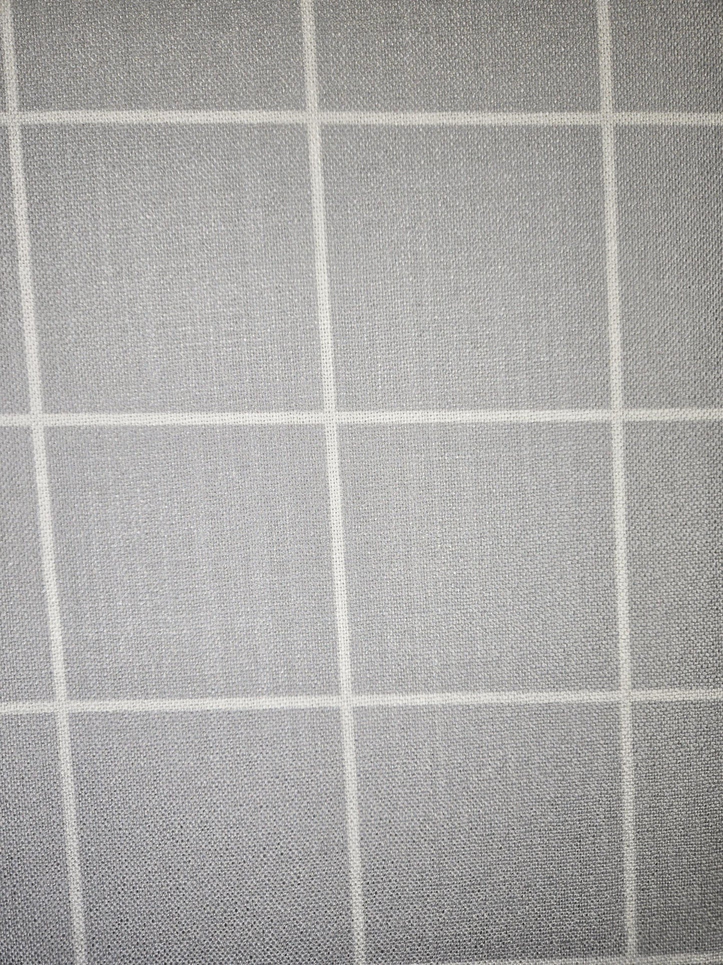 Stripe Linen-Look Fabric – Grey with White Line Box Pattern (58" Width)