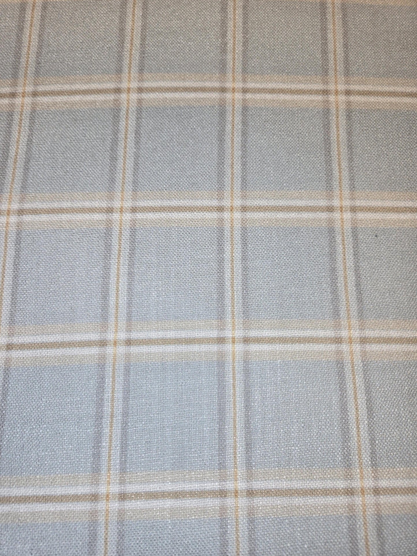 Luxury Nantucket light Blue Plaid Fabric with Thin Orange Stripe – Perfect for Drapery, Upholstery, Pillows, and Tablecloths