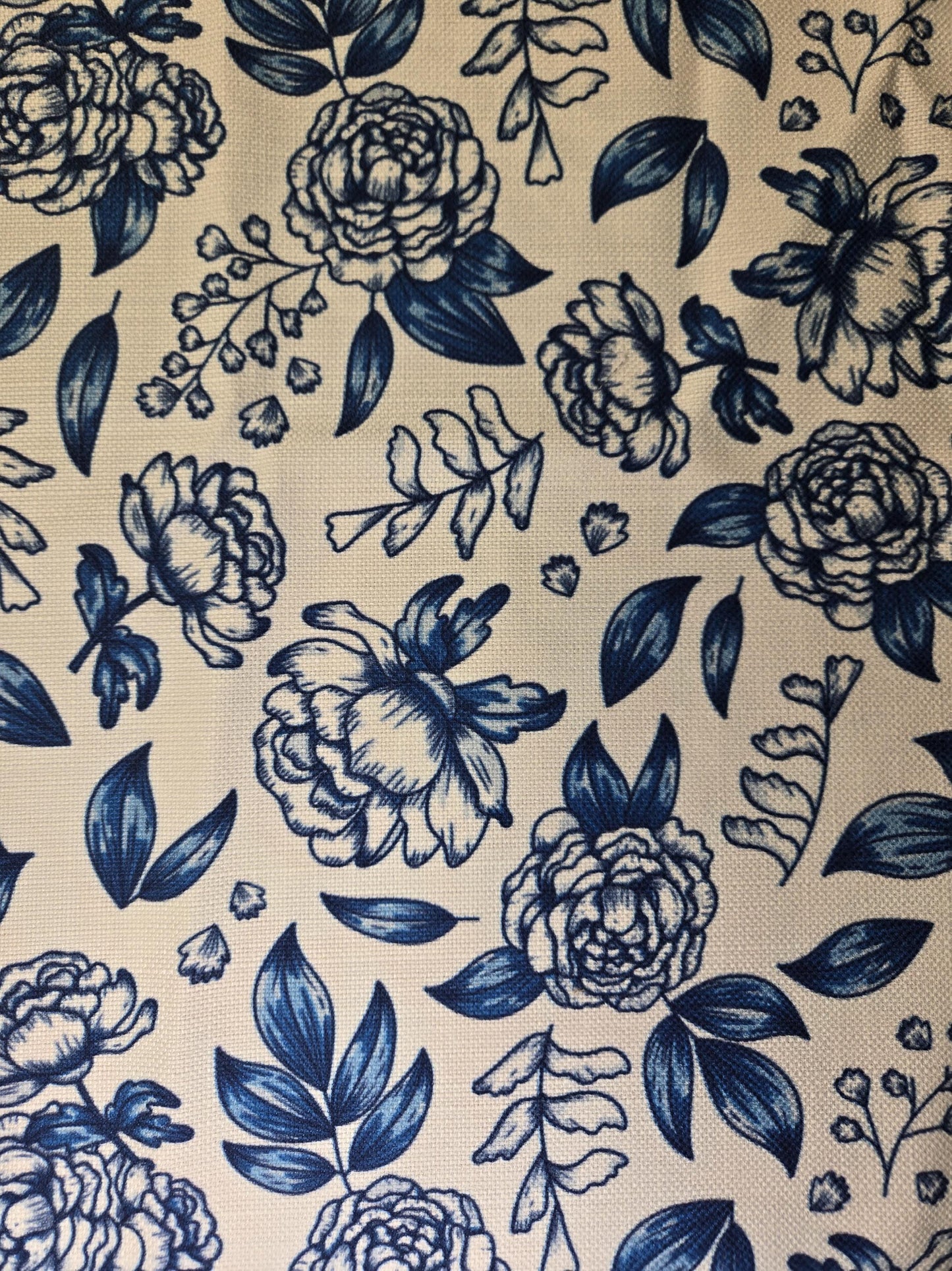 Blue Floral Fabric by the Yard - Blue Flower Print - Upholstery, Drapery & DIY Sewing Fabric for Pillows and Curtains.