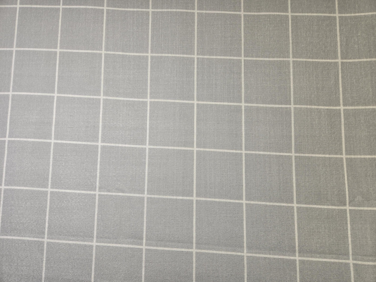 Stripe Linen-Look Fabric – Grey with White Line Box Pattern (58" Width)