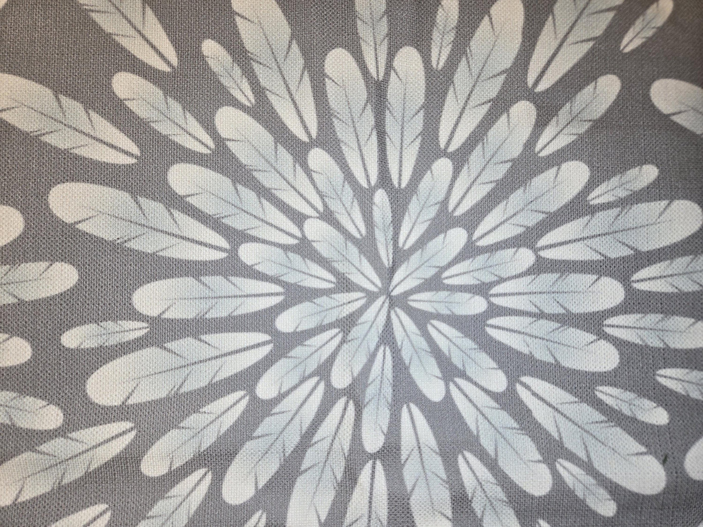 Grey-Blue Feather Design – Elegant & Native-Inspired Print for Upholstery and Faux Linen