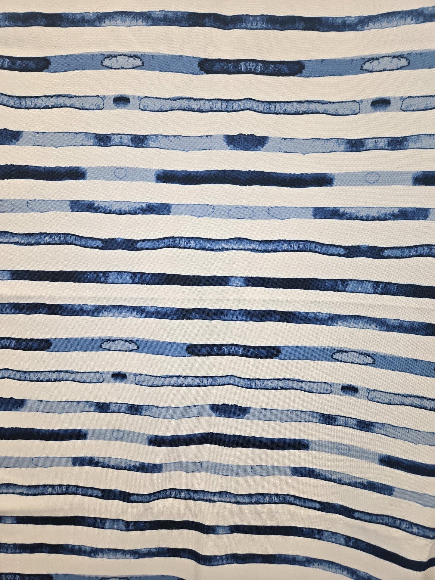 Blue Wavy Line Print – Poly Faux Linen – Perfect for Upholstery, Curtains, and Home Décor