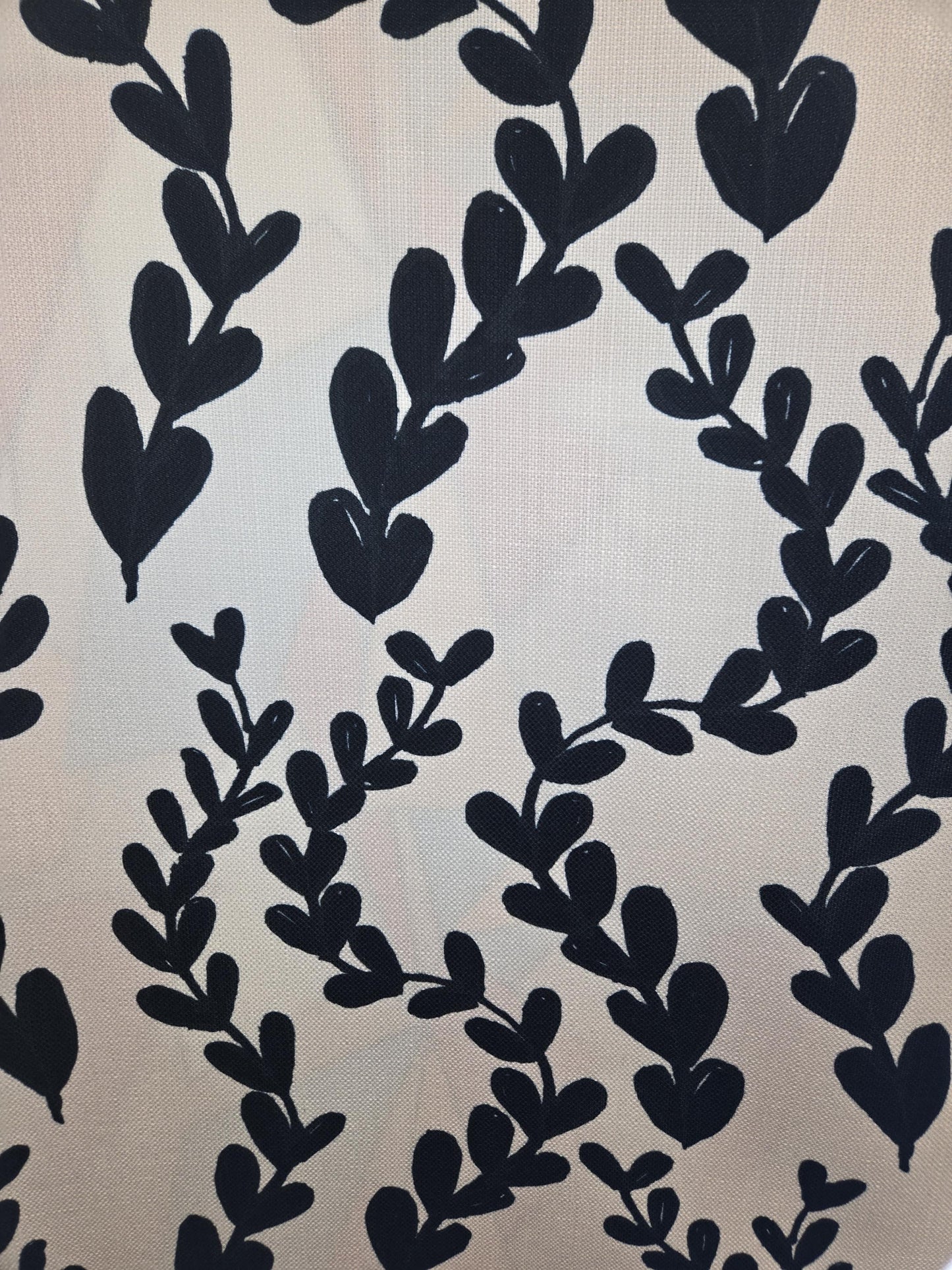Modern Black & White Heart Vine Fabric – Stylish, Chic for Drapery, Upholstery, Crafts