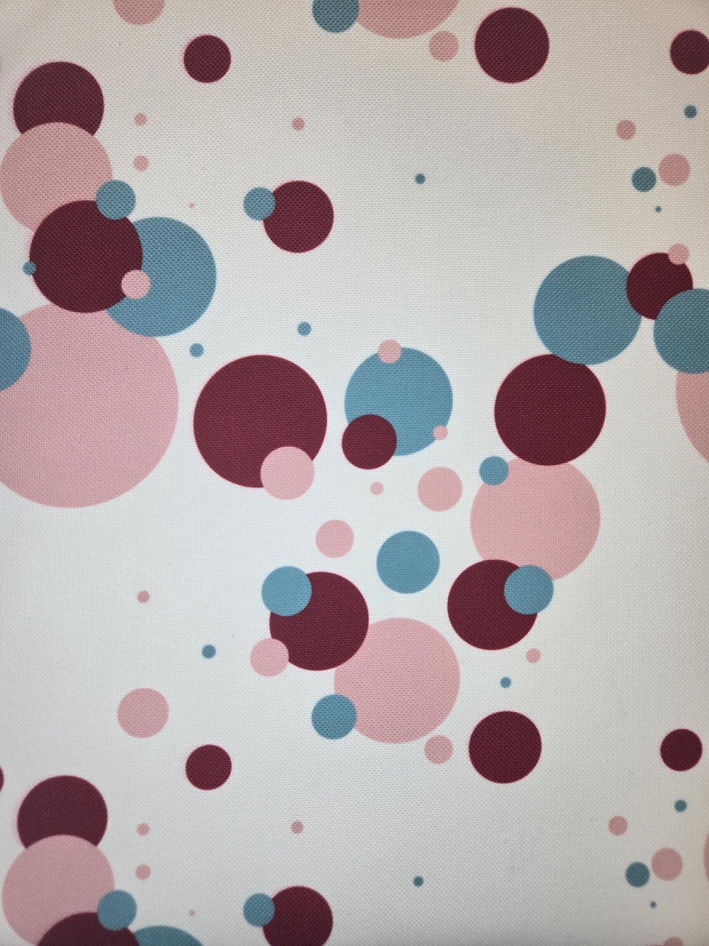 Vibrant Pink, Teal & Red Bubbles Fabric – Faux Linen, Durable, Kids Room, Chic