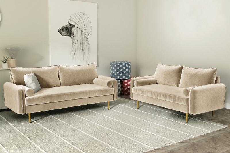 Velvet Beige Fabric – Tan, Golden Oat | 60” Wide, Luxurious for Upholstery, Drapery & More