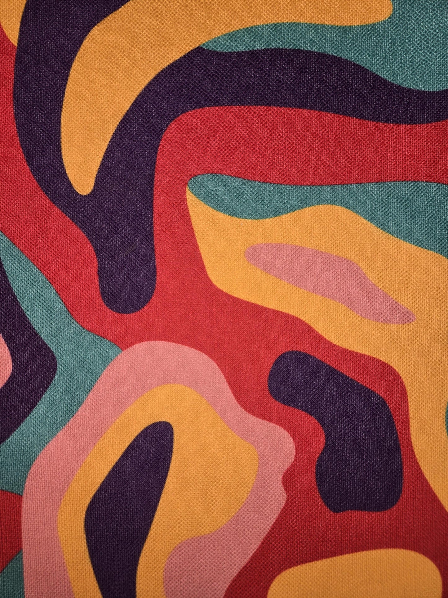Colorful Modern Retro Fabric – Red, Pink, Purple, Yellow & Green | Faux Linen, 60” Wide