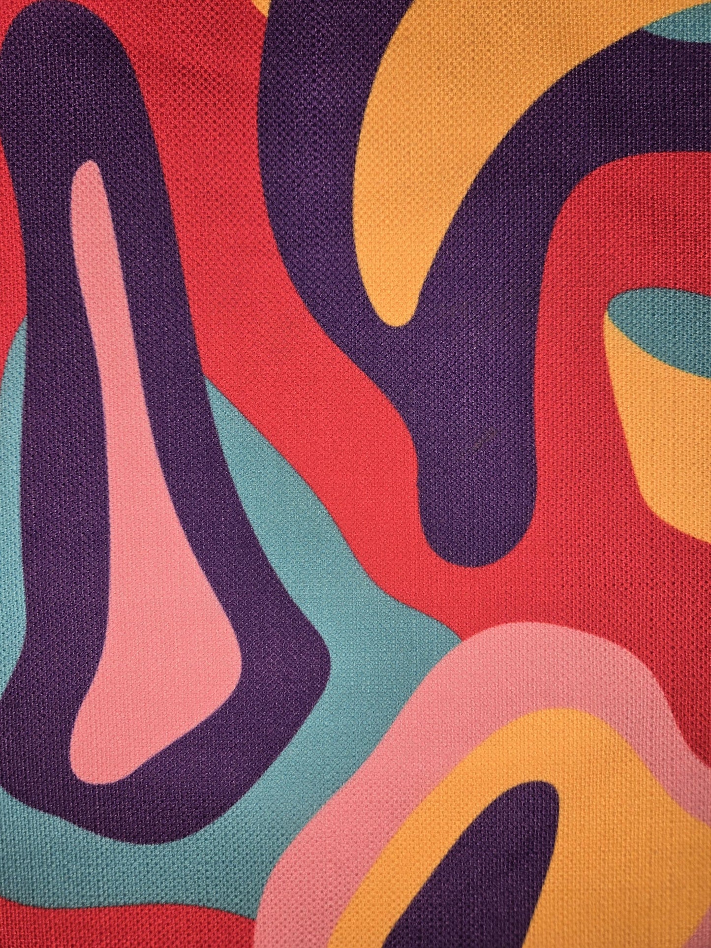 Colorful Modern Retro Fabric – Red, Pink, Purple, Yellow & Green | Faux Linen, 60” Wide