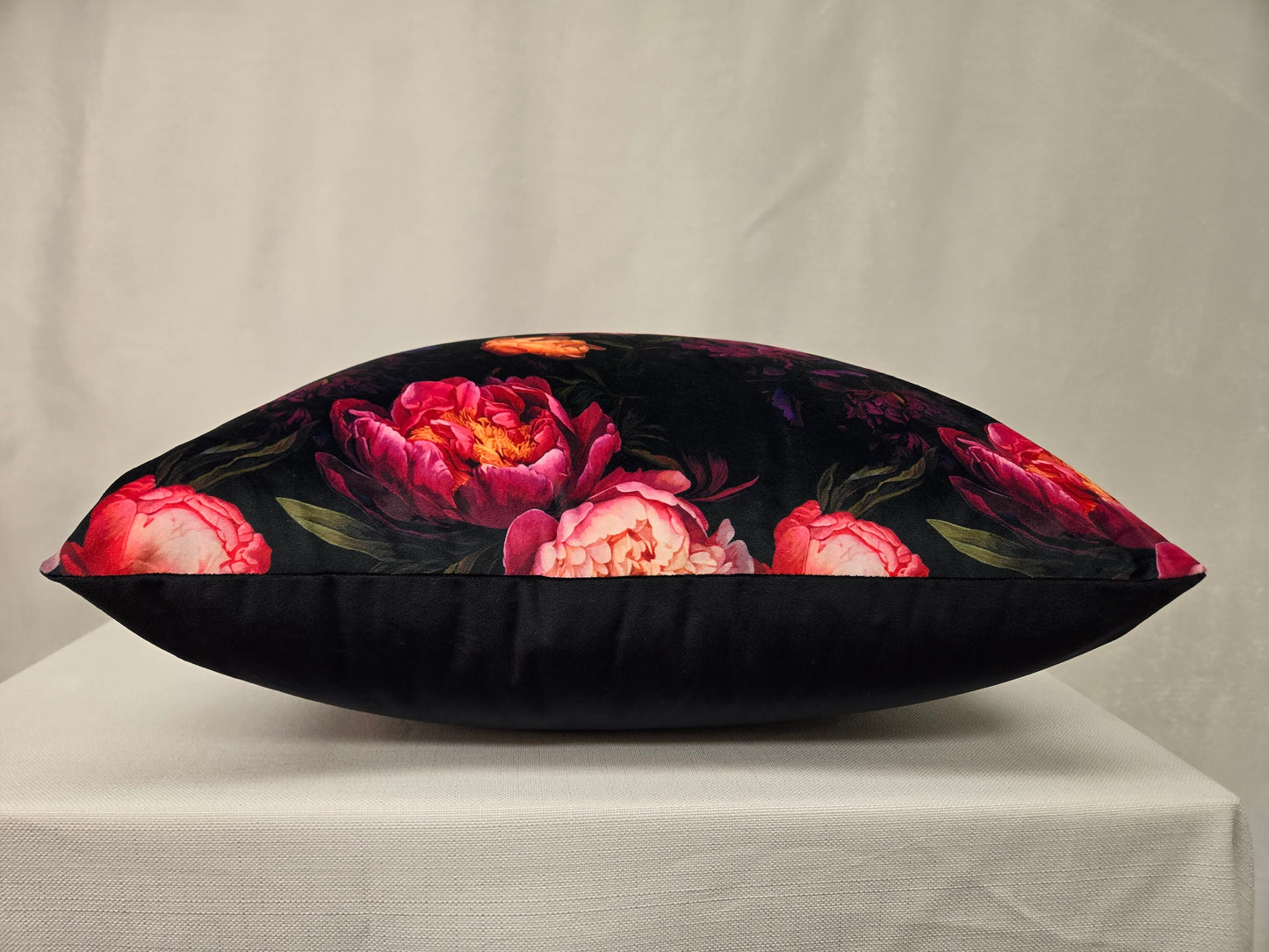 Red, Violet, Purple, Gold, Pink, Floral Plush Velvet Moody Pillow – Decorative Cushion for Sofa, Bed, or Couch – Elegant Home Décor Accent