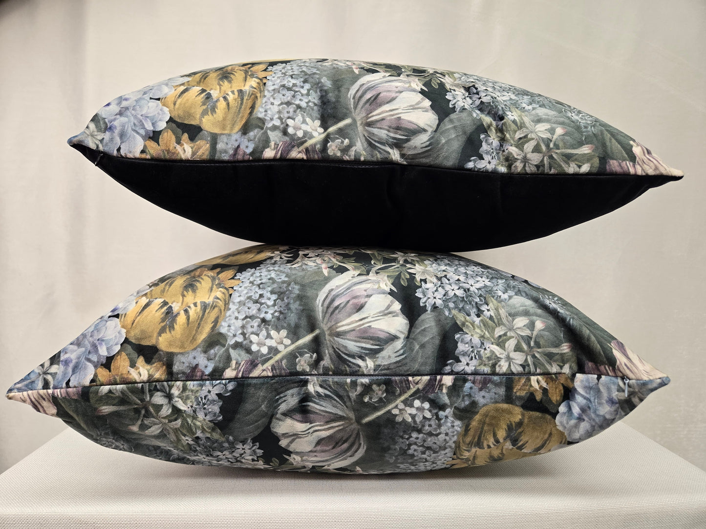 Floral Velvet Pillow Cover | Green, Purple, Yellow Blue | Decorative Plush Cushion for Sofa, Bed, or Couch | Elegant Home Décor Accent