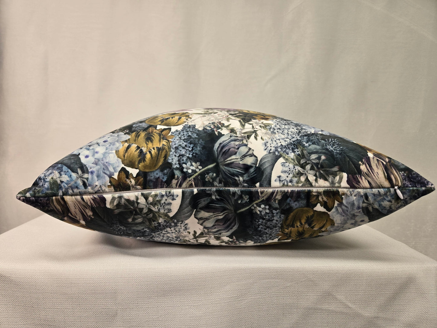 White Floral Throw Pillow – Purple, Yellow, Blue, Green | Luxurious Plush Velvet Accent Cushion, 22 X 22, Made in Canada