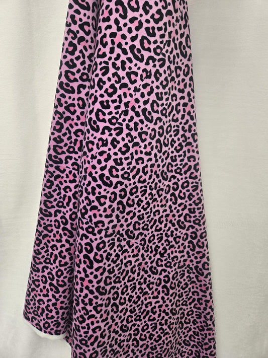 Pink & Black Leopard Print Fabric – Bold Animal Print for Pillows, Curtains, Upholstery or DIY Projects
