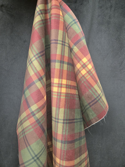Red, Green, Yellow, and Navy Plaid Fabric – Vintage Tartan for Clothing, Curtains, Upholstery & DIY Crafts