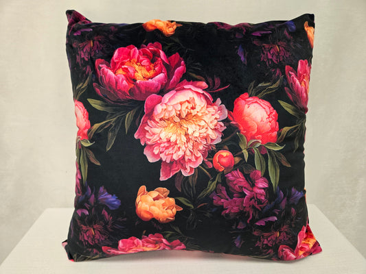 Red, Violet, Purple, Gold, Pink, Floral Plush Velvet Moody Pillow – Decorative Cushion for Sofa, Bed, or Couch – Elegant Home Décor Accent