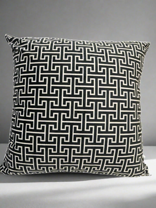 Turnkey Black and White Pillow – Minimalist Modern Decorative Throw Pillow for Sofa, Bed, or Couch