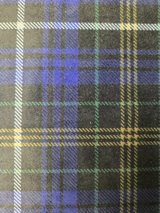 Vintage Blue, Black, Green, and Yellow Plaid Fabric – Ideal for Drapery, Upholstery, Pillows, and Tablecloths