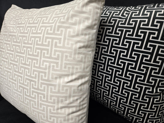 Turnkey Beige and White Pillow – Minimalist Modern Decorative Throw Pillow for Sofa, Bed, or Couch