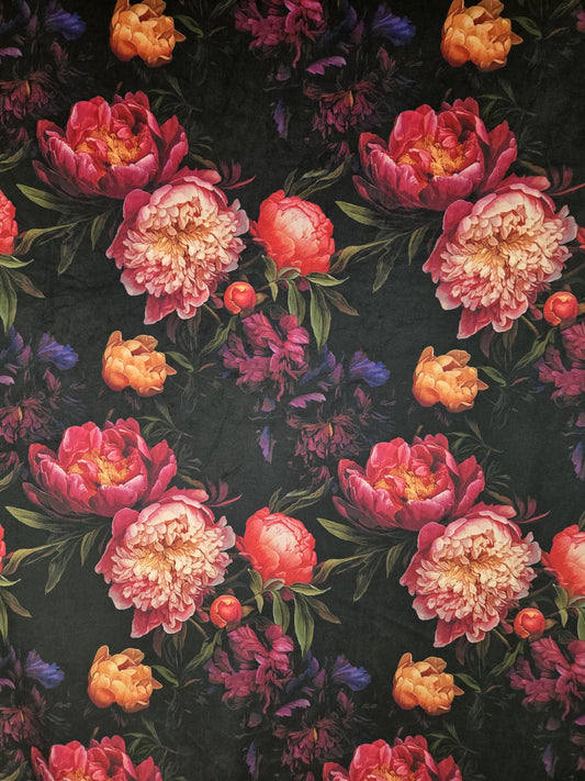 Moody Floral Fabric – Antique-Inspired Flowers for Drapery, Clothing, Pillows, Tablecloths, and Upholstery