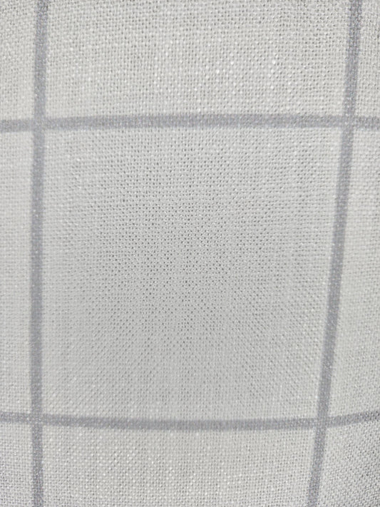 Stripe Fabric – White with Subtle Grey Box Pattern (58" Width)