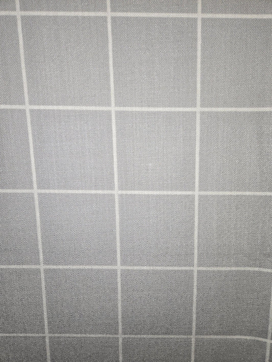Stripe Linen-Look Fabric – Grey with White Line Box Pattern (58" Width)