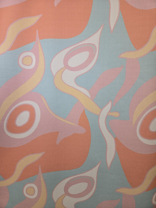 Modern Retro Fabric – Funky Pink, Orange, Yellow, and Teal Design – Perfect for Quilting, Upholstery, and Crafts