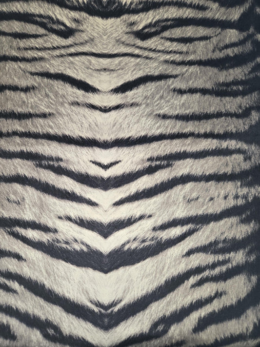 Tiger Design Fabric -Inspired Faux Fur in Dark and Light Grey, Black - Perfect for Upholstery, Pillows & Cushions