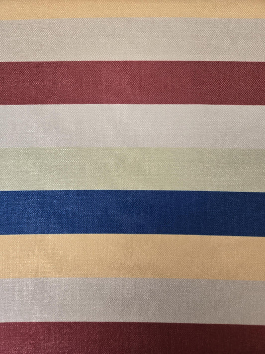 Bold Striped Fabric – Red, Beige, Green, Orange, Taupe | Modern Classic Design | Soft Linen Look
